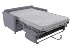Canapé convertible 2-3 places en tissu gris et bois clair avec matelas 13 cm SKANDY