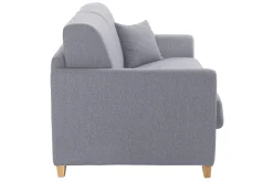 Canapé convertible 2-3 places en tissu gris et bois clair avec matelas 13 cm SKANDY