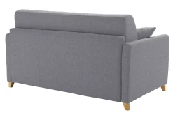 Canapé convertible 2-3 places en tissu gris et bois clair avec matelas 13 cm SKANDY