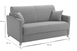 Canapé convertible 2-3 places en tissu gris et bois clair avec matelas 13 cm SKANDY
