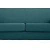 Canapé convertible 3 places en tissu bleu canard et bois clair avec matelas L140 cm 13 cm GRAHAM