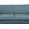 Canapé convertible 3 places en tissu bleu et bois clair avec matelas L140 cm 12 cm GRAHAM
