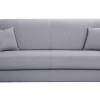 Canapé convertible 3 places en tissu gris clair et bois clair avec matelas 13 cm SKANDY