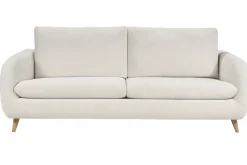 Canapé convertible 3-4 places en tissu effet velours beige avec matelas 10 cm LEANDRE