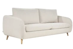 Canapé convertible 3-4 places en tissu effet velours beige avec matelas 10 cm LEANDRE