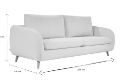 Canapé convertible 3-4 places en tissu effet velours beige avec matelas 10 cm LEANDRE