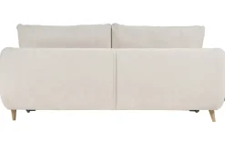 Canapé convertible 3-4 places en tissu effet velours beige avec matelas 10 cm LEANDRE