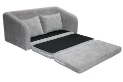 Canapé convertible 2 places en tissu effet velours texturé gris MAHAUT
