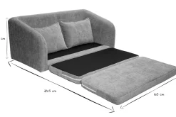 Canapé convertible 2 places en tissu effet velours texturé gris MAHAUT