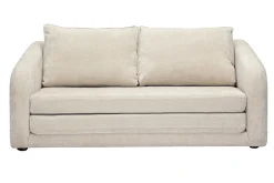 Canapé convertible 2 places en tissu effet velours texturé beige MAHAUT
