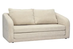 Canapé convertible 2 places en tissu effet velours texturé beige MAHAUT