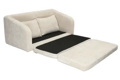 Canapé convertible 2 places en tissu effet velours texturé beige MAHAUT