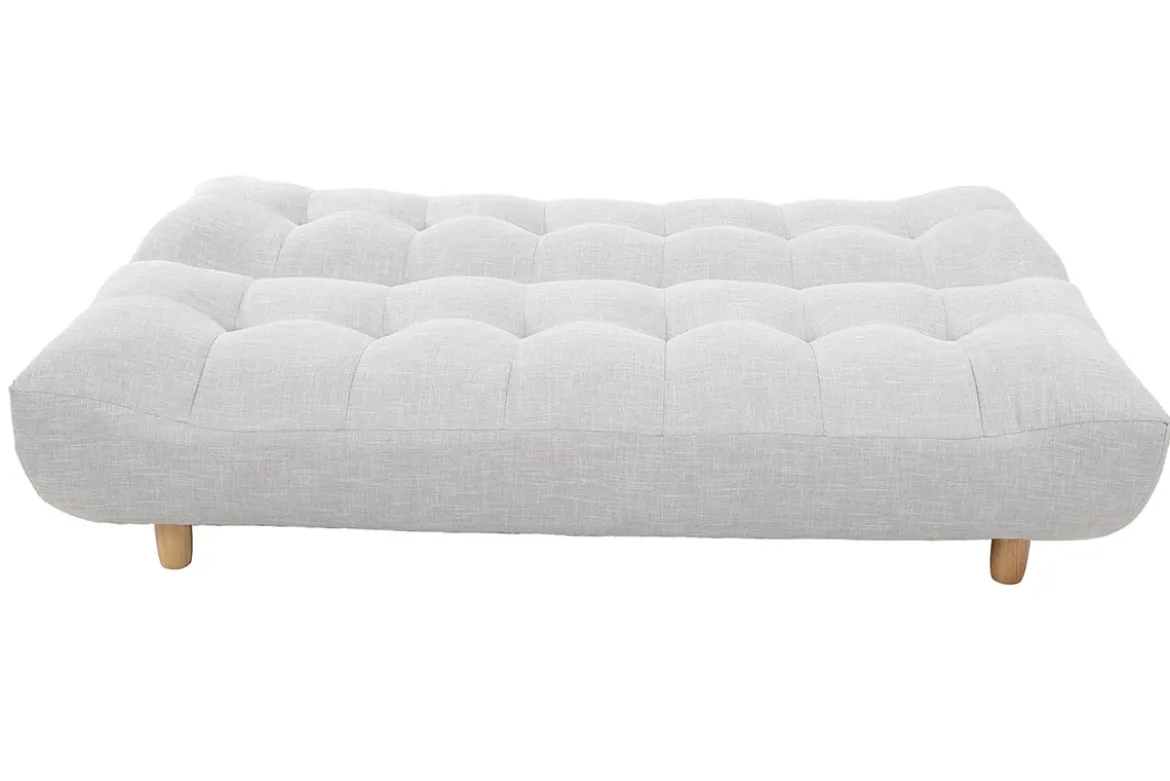Canapé convertible scandinave 3 places en tissu gris clair et bois clair YUMI