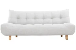 Canapé convertible scandinave 3 places en tissu gris clair et bois clair YUMI