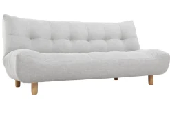 Canapé convertible scandinave 3 places en tissu gris clair et bois clair YUMI