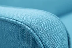 Canapé convertible scandinave 3 places en tissu bleu et bois clair ULLA