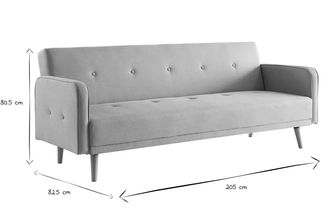 Canapé convertible scandinave 3 places en tissu bleu et bois clair ULLA