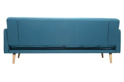 Canapé convertible scandinave 3 places en tissu bleu et bois clair ULLA