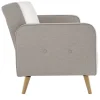 Canapé convertible scandinave 3 places en tissu beige et bois clair ULLA