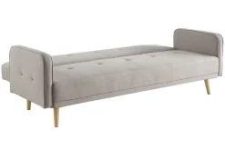 Canapé convertible scandinave 3 places en tissu beige et bois clair ULLA