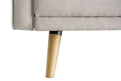 Canapé convertible scandinave 3 places en tissu beige et bois clair ULLA