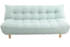Canapé convertible scandinave en tissu menthe à l'eau et bois clair YUMI