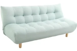 Canapé convertible scandinave en tissu menthe à l'eau et bois clair YUMI