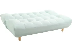 Canapé convertible scandinave en tissu menthe à l'eau et bois clair YUMI