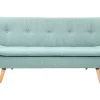 Canapé convertible scandinave 3 places en tissu vert lagon et bois clair SENSO