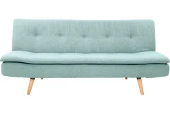 Canapé convertible scandinave 3 places en tissu vert lagon et bois clair SENSO