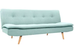 Canapé convertible scandinave 3 places en tissu vert lagon et bois clair SENSO