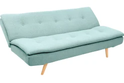 Canapé convertible scandinave 3 places en tissu vert lagon et bois clair SENSO