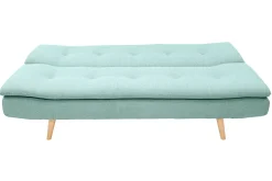 Canapé convertible scandinave 3 places en tissu vert lagon et bois clair SENSO