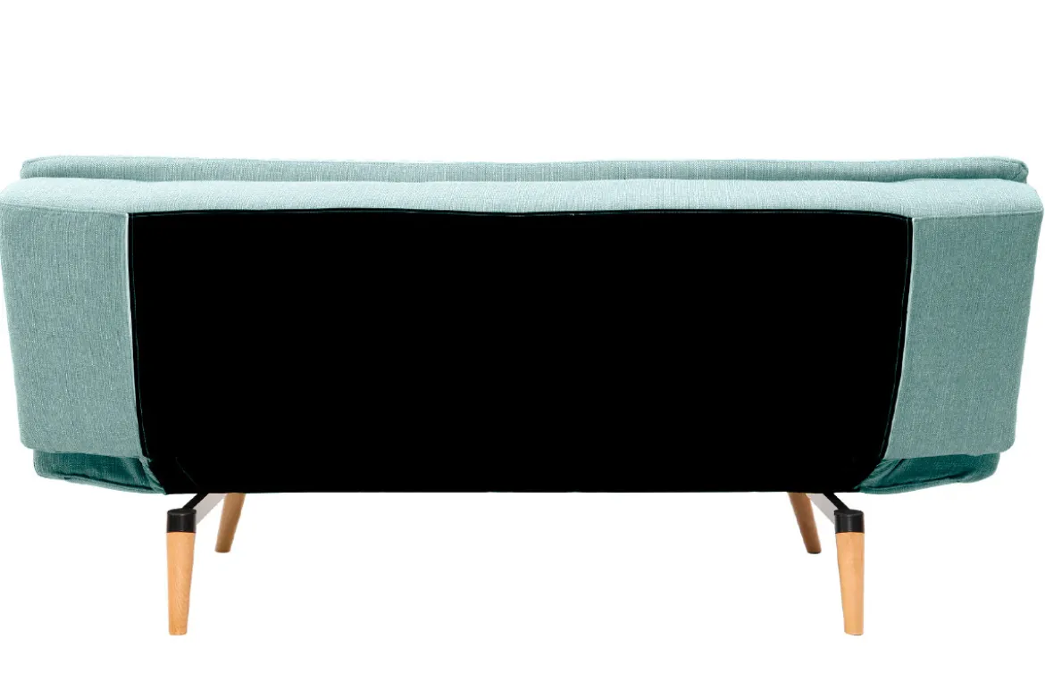 Canapé convertible scandinave 3 places en tissu vert lagon et bois clair SENSO