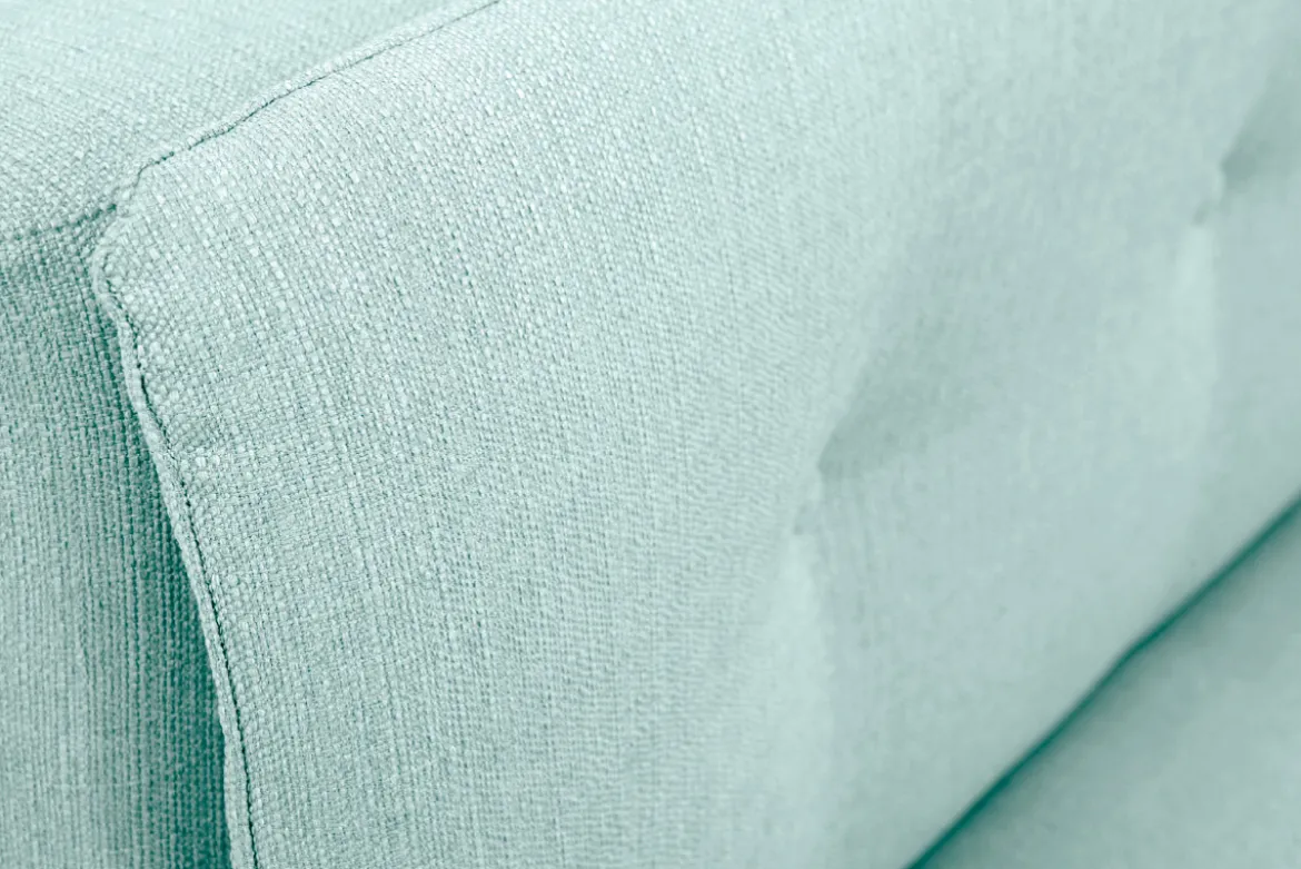 Canapé convertible scandinave 3 places en tissu vert lagon et bois clair SENSO