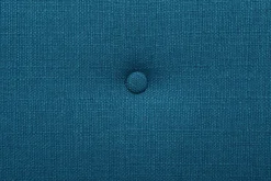 Canapé convertible scandinave 3 places en tissu bleu canard et bois clair OSCAR