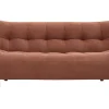 Canapé convertible scandinave 3 places en tissu chenille terre brûlée et bois clair YUMI