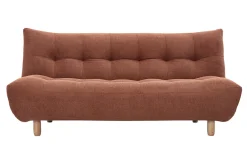 Canapé convertible scandinave 3 places en tissu chenille terre brûlée et bois clair YUMI