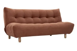 Canapé convertible scandinave 3 places en tissu chenille terre brûlée et bois clair YUMI