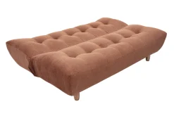 Canapé convertible scandinave 3 places en tissu chenille terre brûlée et bois clair YUMI