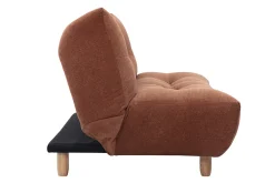 Canapé convertible scandinave 3 places en tissu chenille terre brûlée et bois clair YUMI