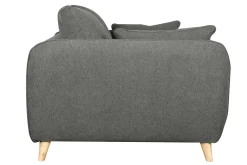 Canapé convertible scandinave 3 places en tissu gris anthracite et bois clair avec matelas 10 cm CREEP