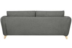 Canapé convertible scandinave 3 places en tissu gris anthracite et bois clair avec matelas 10 cm CREEP