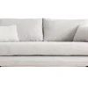 Canapé convertible scandinave 3 places en tissu gris clair chiné et bois clair avec matelas 10 cm CREEP