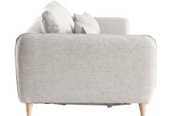 Canapé convertible scandinave 3 places en tissu gris clair chiné et bois clair avec matelas 10 cm CREEP