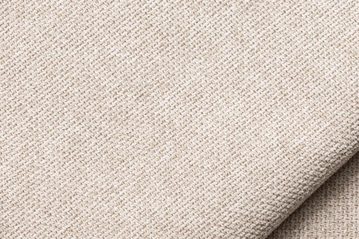 Canapé convertible scandinave 3 places en tissu beige et bois clair avec matelas 10 cm PAPEL