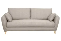 Canapé convertible scandinave 3 places en tissu beige avec matelas 10 cm CREEP