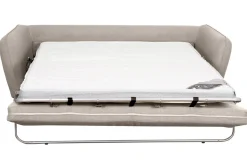 Canapé convertible scandinave 3 places en tissu beige avec matelas 10 cm CREEP