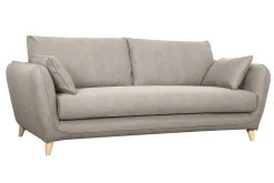 Canapé convertible scandinave 3 places en tissu beige avec matelas 10 cm CREEP