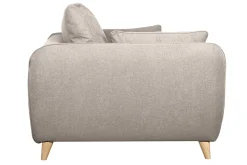 Canapé convertible scandinave 3 places en tissu beige avec matelas 10 cm CREEP